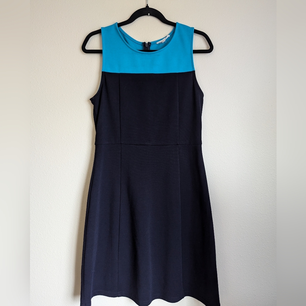 41 Hawthorn Navy and Turquoise Shift Dress Size L